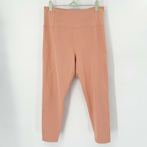 Girlfriend Collective Ankle‎ Gym Yoga Leggings Sz L Peach High Waisted Stretch - Picture 1 of 8